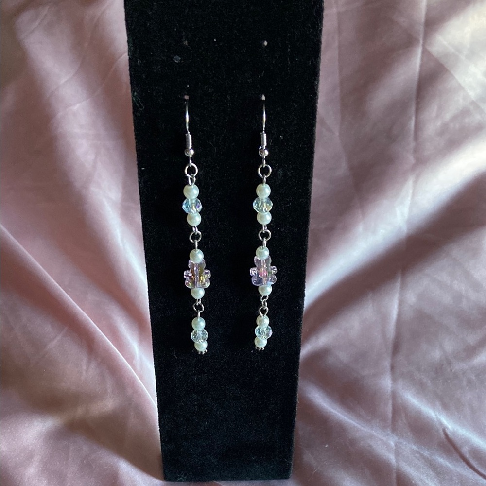 Handmade Pearl and Crystal Earrings